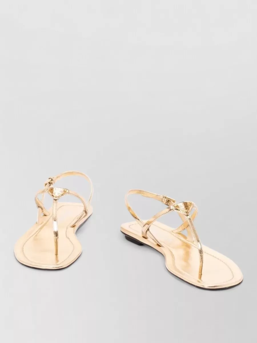 Prada Leather Flat Thong Sandals Metallic Finish