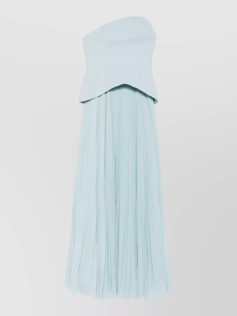 Solace London Asymmetric strapless pleated maxi dress