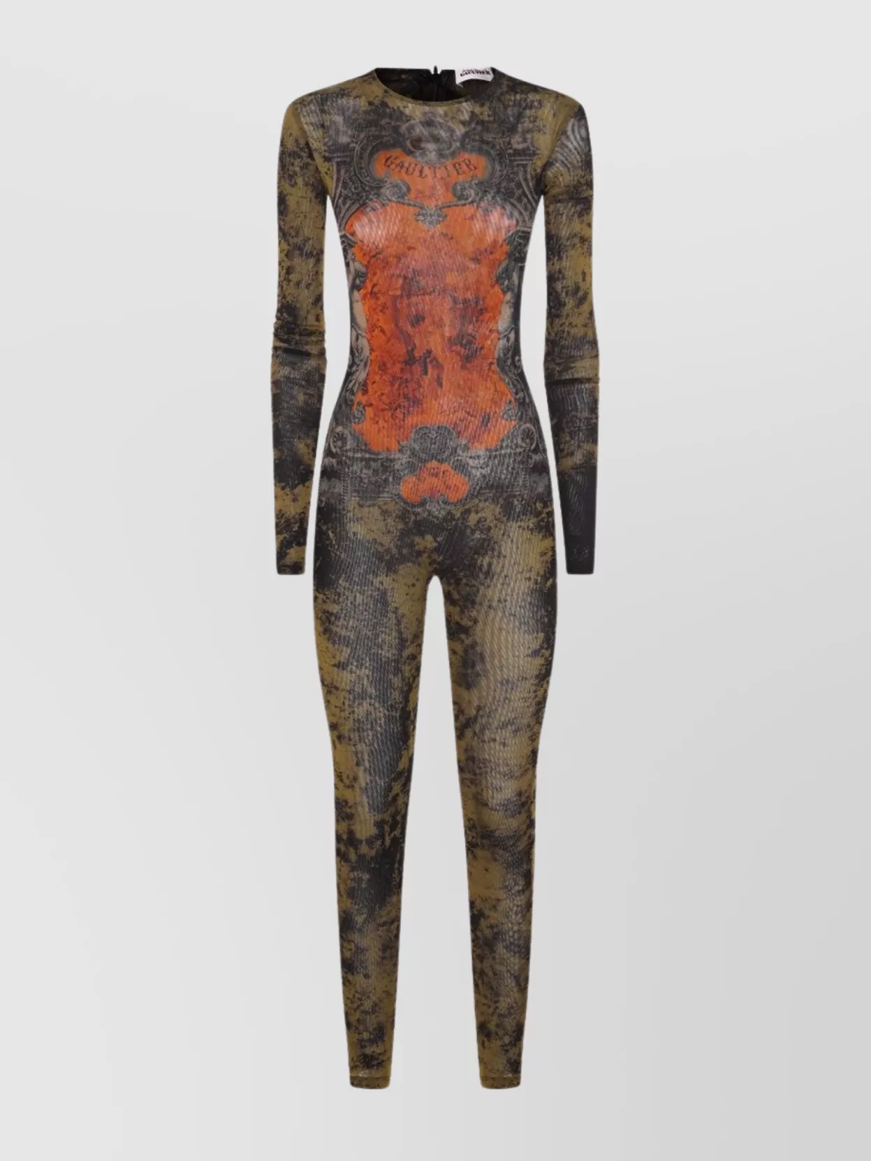 Jean Paul Gaultier Graphic Print Full-length Dress With Long Sleeves In Black