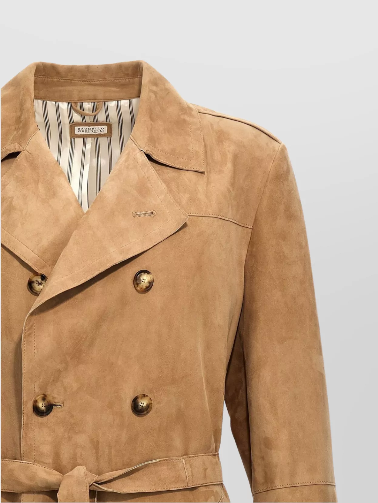 Brunello Cucinelli Belted Double-breasted Coat Notched Lapels