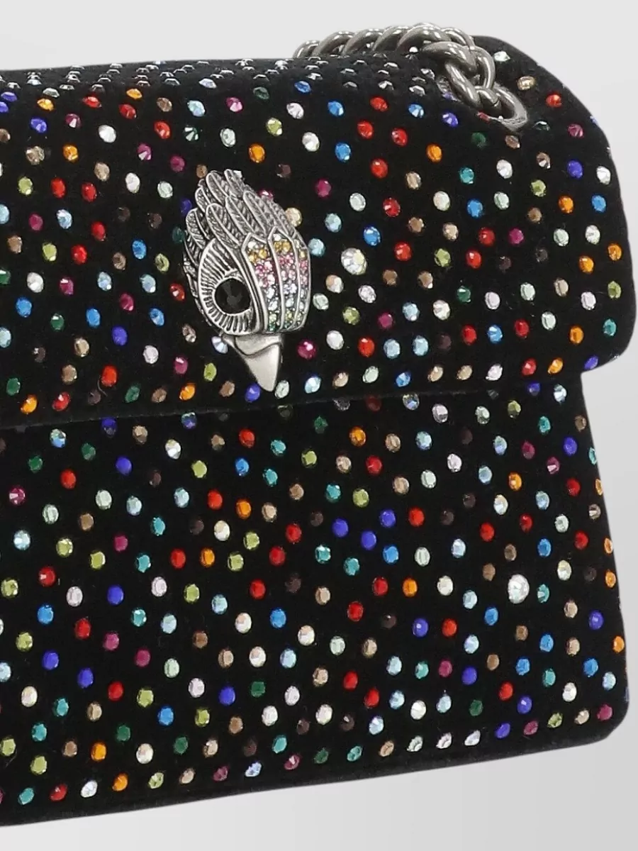 Kurt Geiger Shoulder Bag Velvet Pattern Rhinestone Detail
