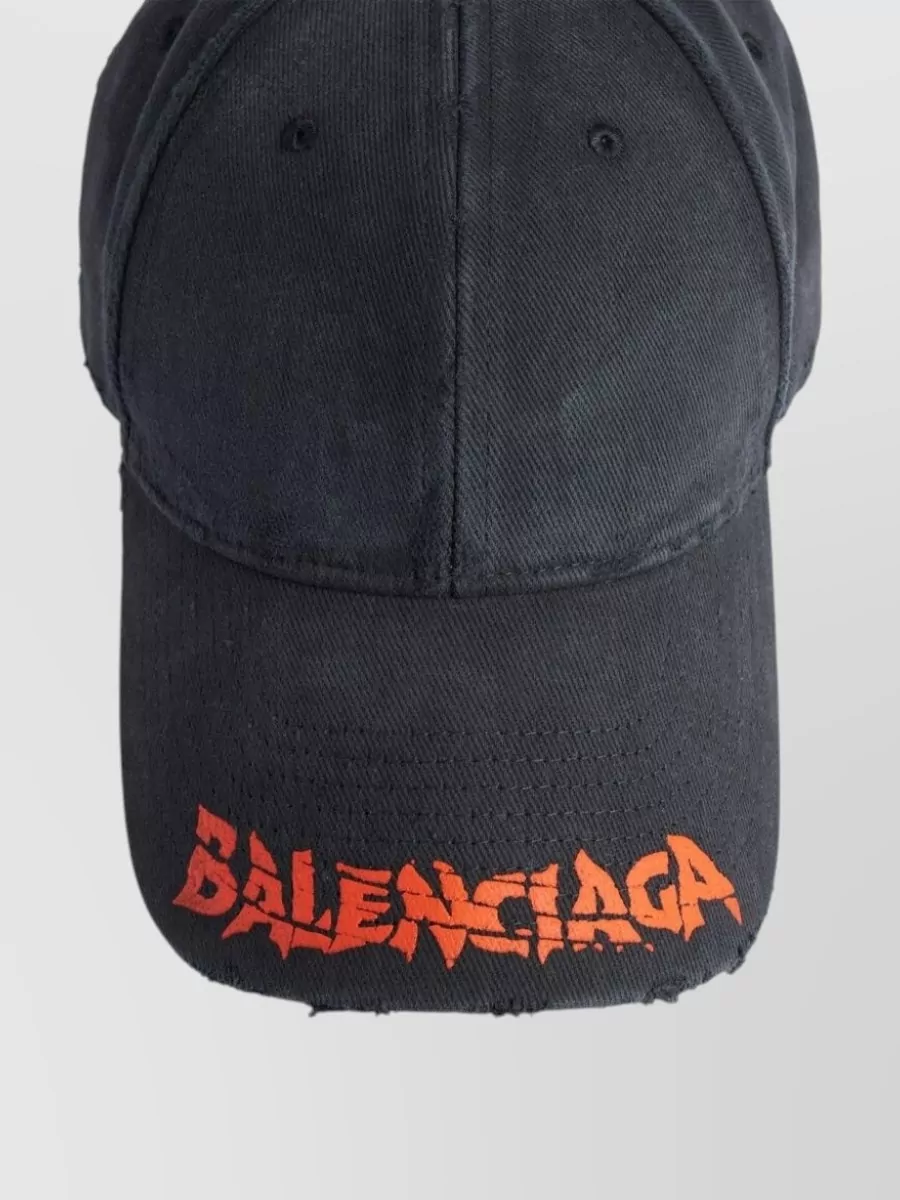 Balenciaga Distressed Cotton Logo Cap