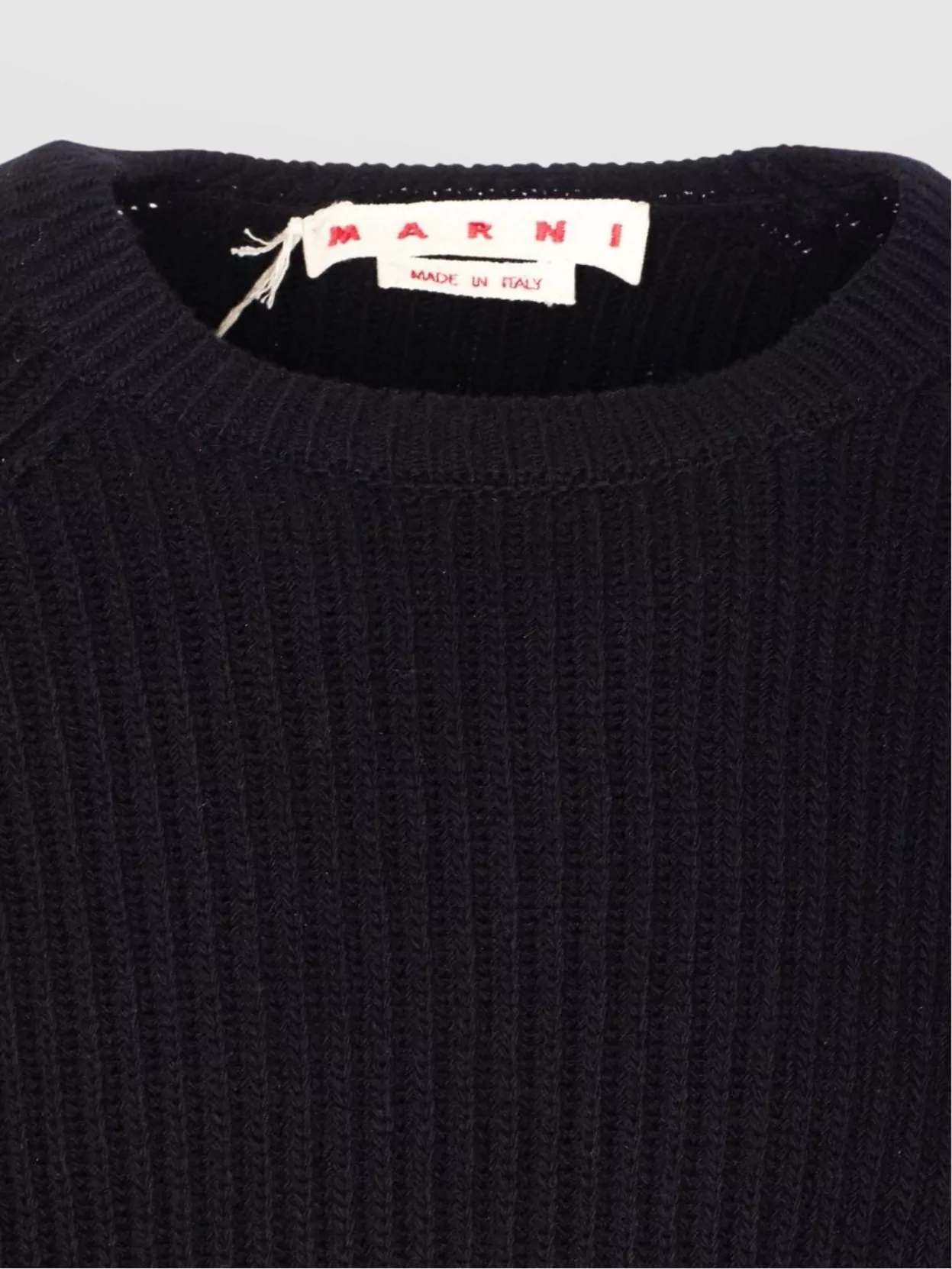 Marni Crewneck Sweater With Contrast Hem And Ribbed Texture
