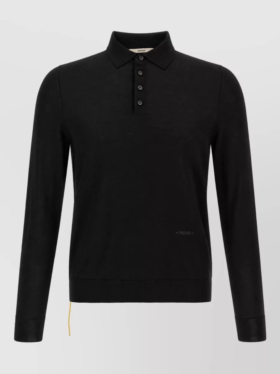 Fendi virgin wool long-sleeve polo sweater