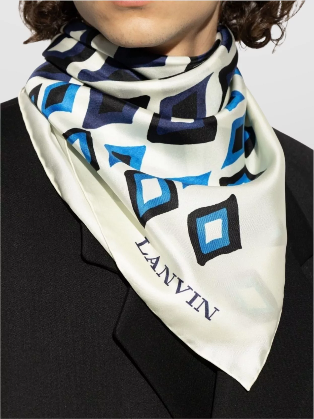 Lanvin Geometric Print Diamond Pattern Scarf Accessory