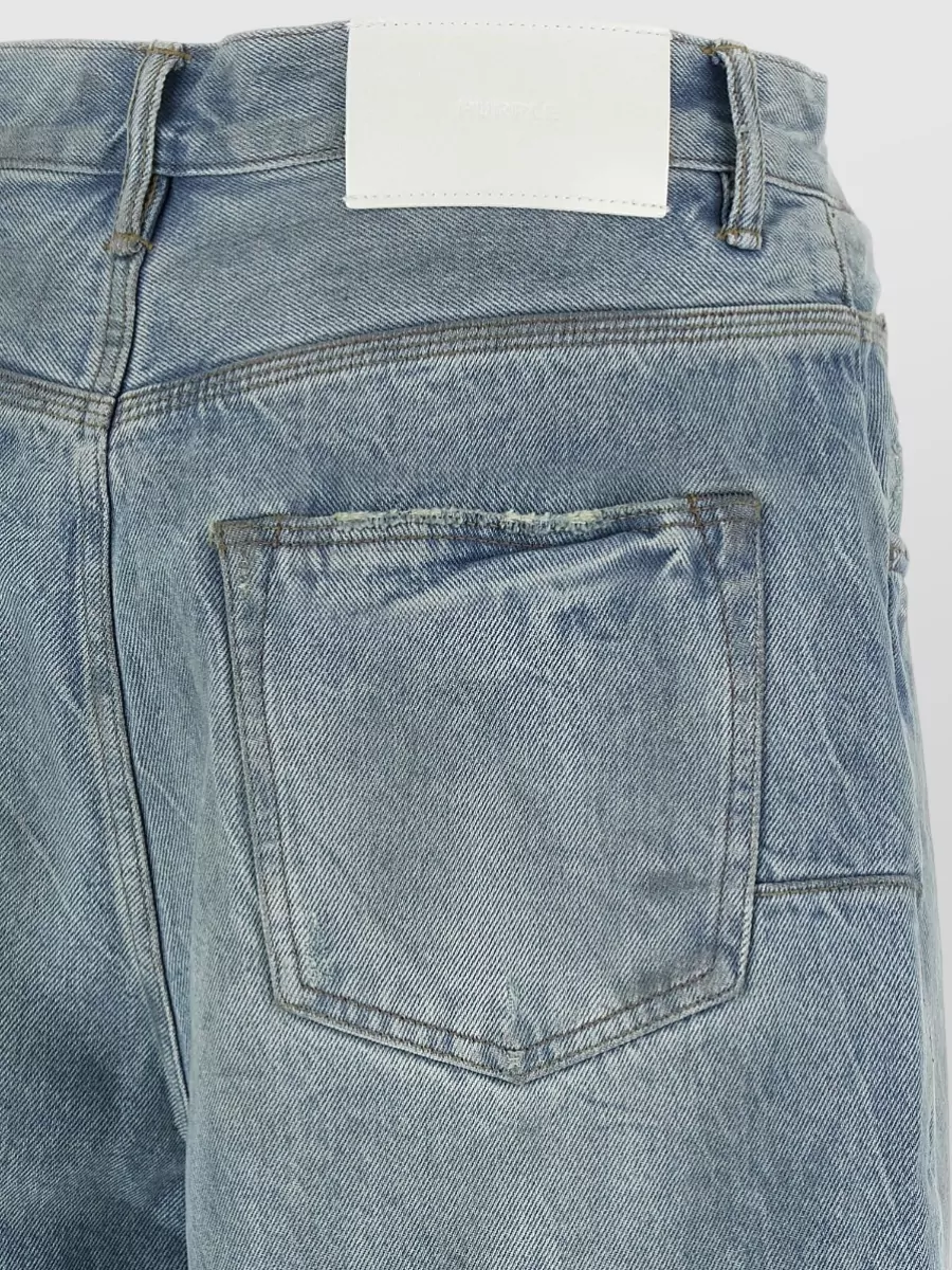 Purple Denim Wide-Leg Bermuda Shorts