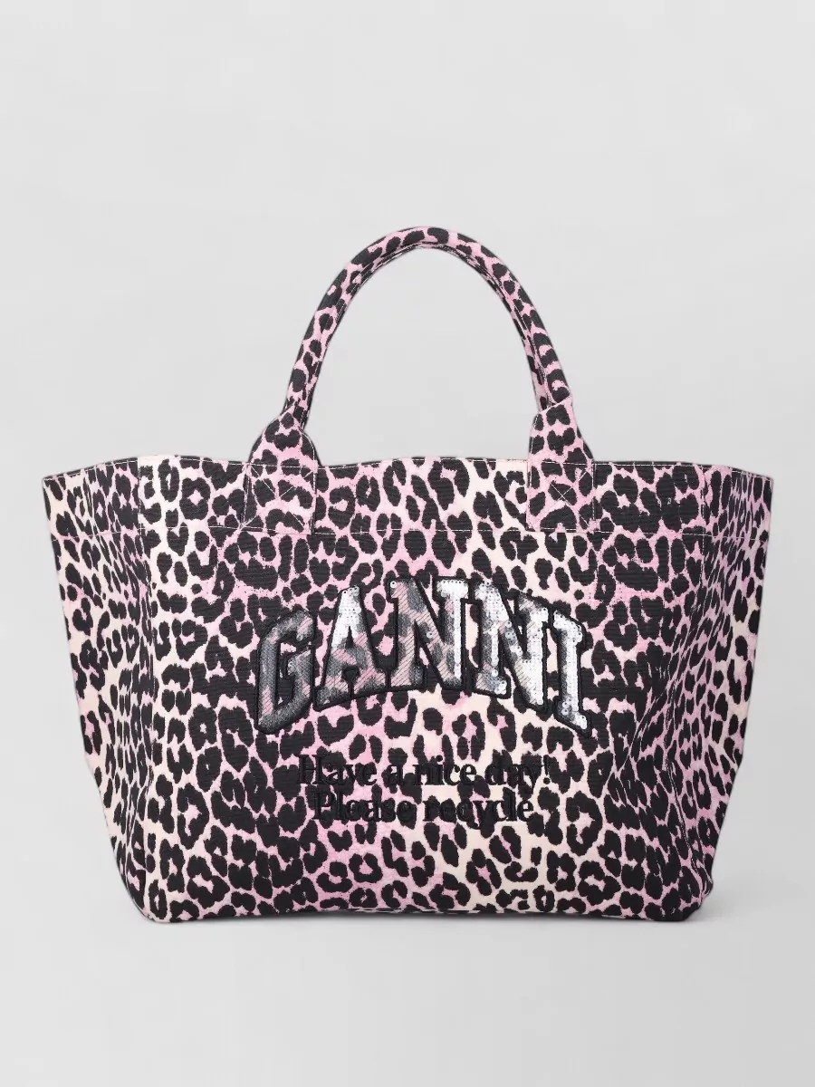 Ganni Cabas Xxl Printed Sequin Tote Bag