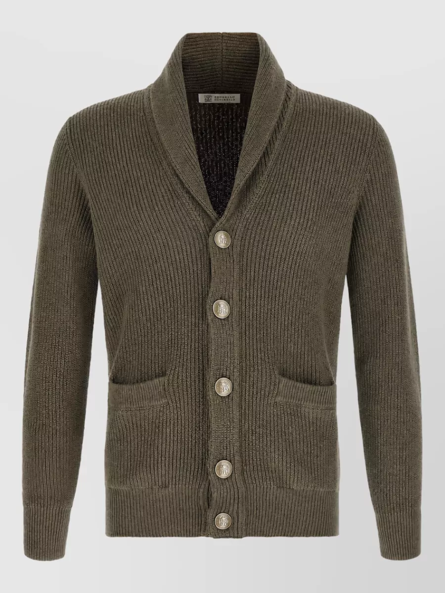 Brunello Cucinelli ribbed shawl collar cotton cardigan