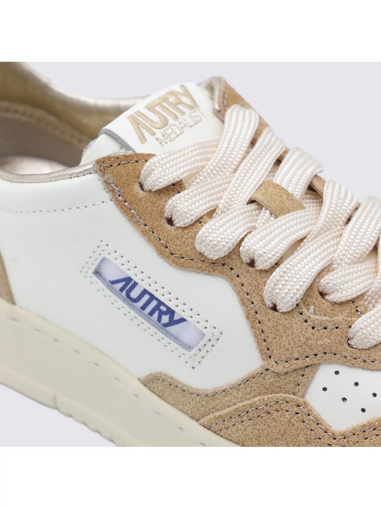Autry Panelled Low Top Sneakers With Perforated Toe In Neutral