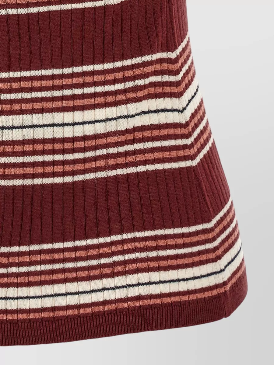 S Max Mara Silk Ribbed Striped Polo Top