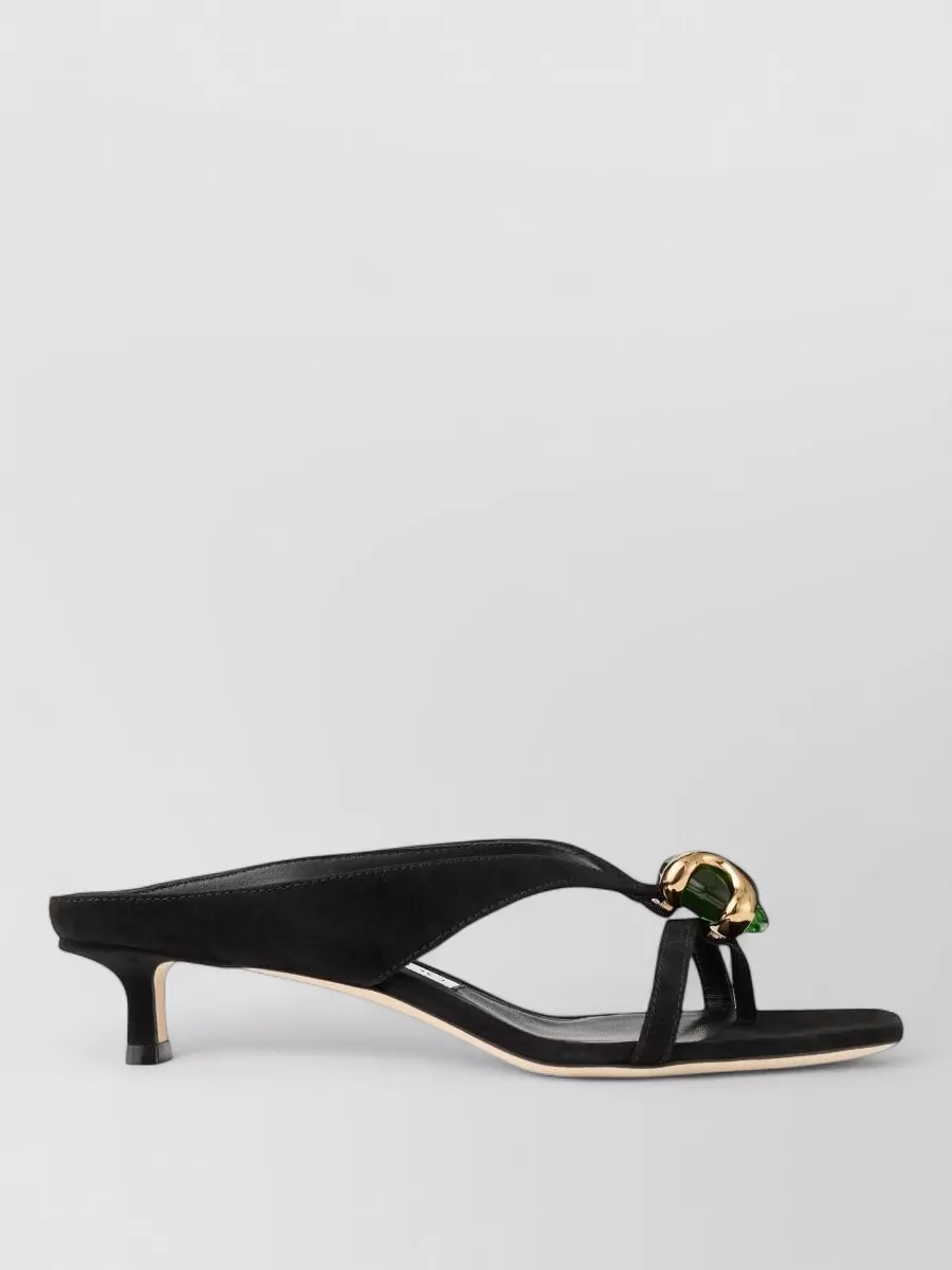 Jimmy Choo Embellished Leather Thong Sandals