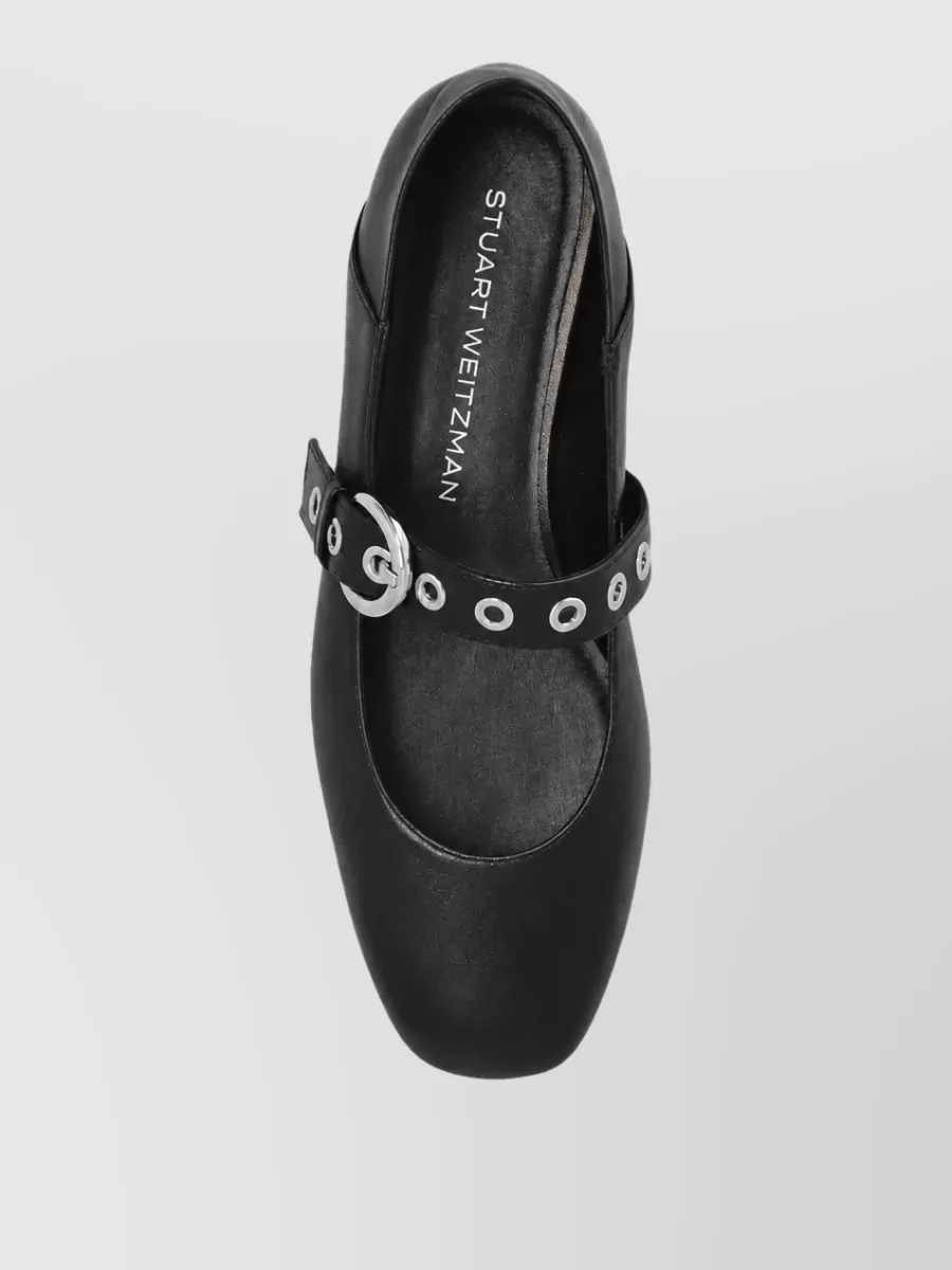 Stuart Weitzman Lamb Leather Mary Jane Ballerina Shoes