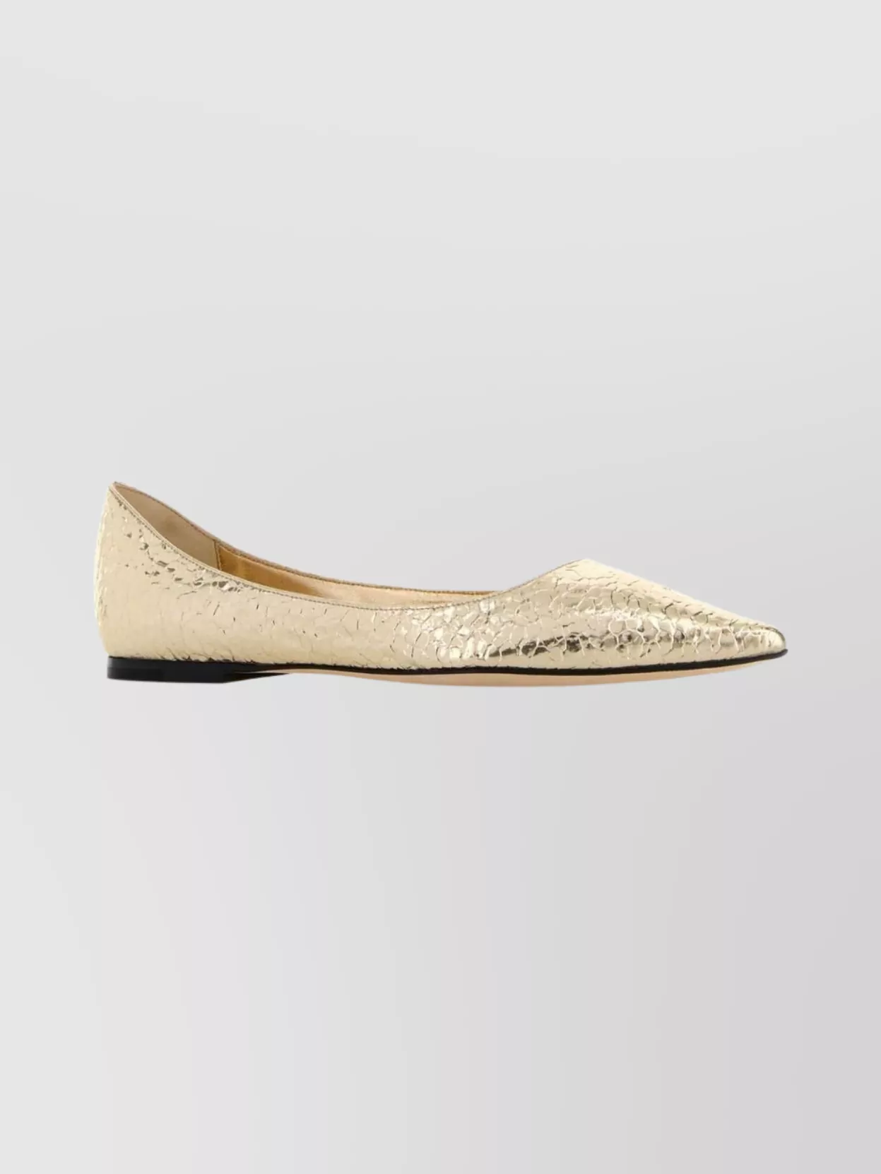 Jimmy Choo Metallic Finish Flat Sole Ballerina Shoes In Gold