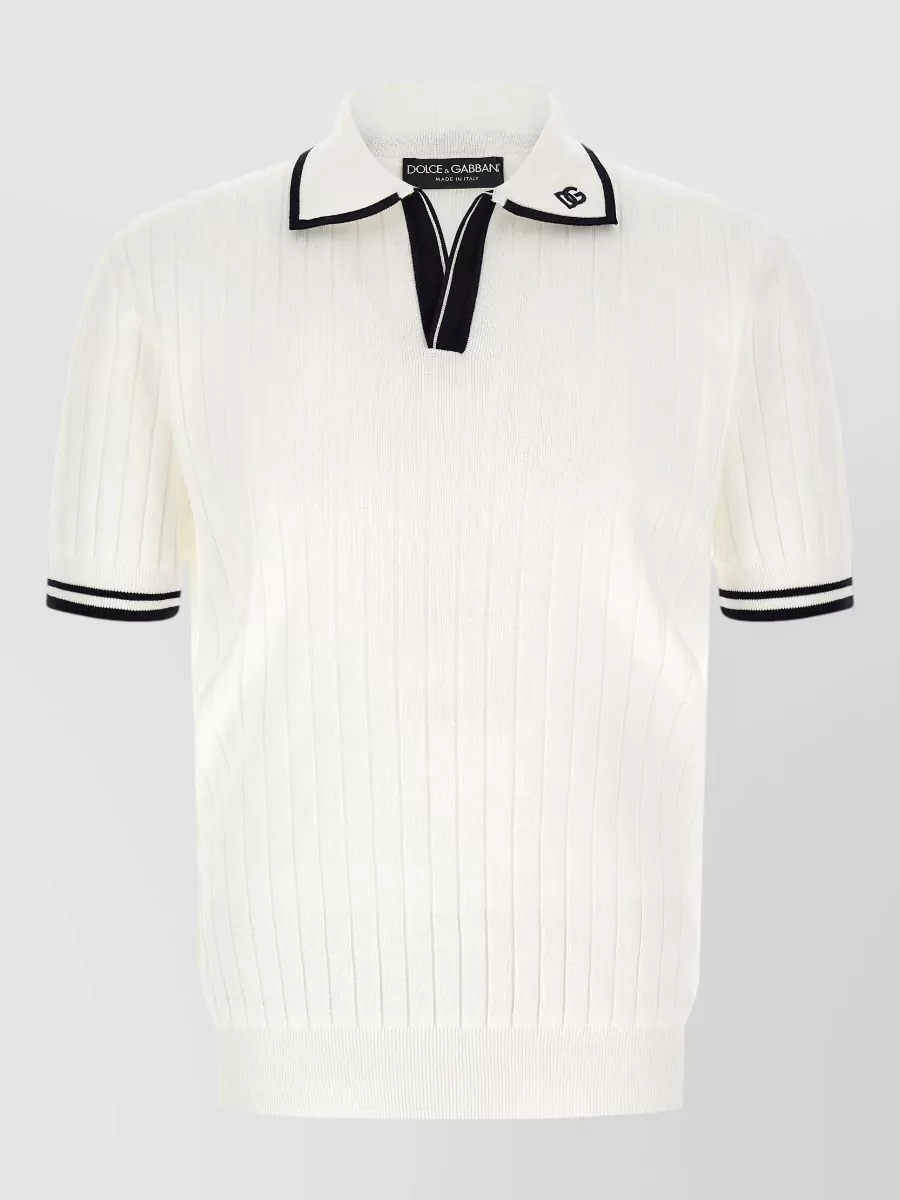 Dolce&Gabbana ribbed v-neck short-sleeve polo shirt
