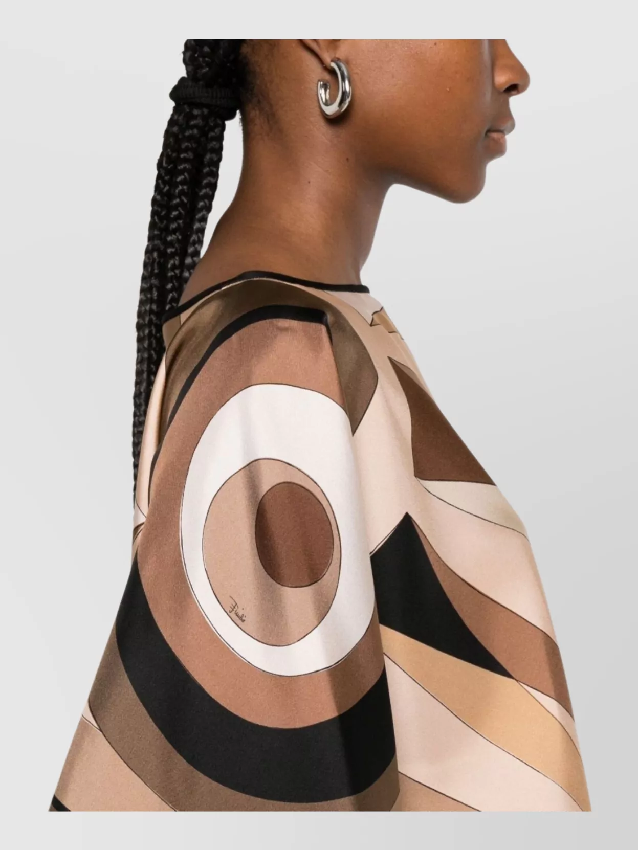 Pucci Geometric Print Silk Top With Boat Neck