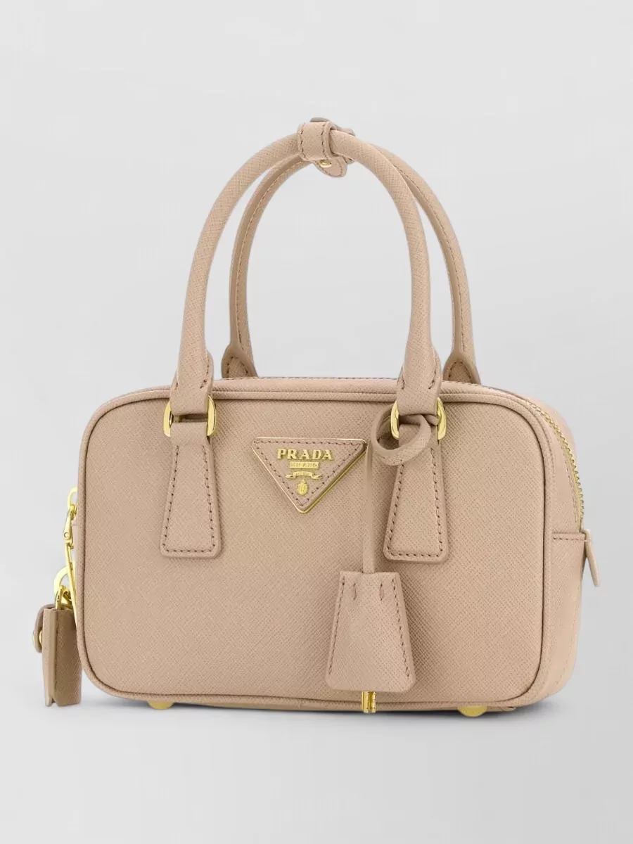 Prada Leather Shoulder Bag Gold Tone Hardware