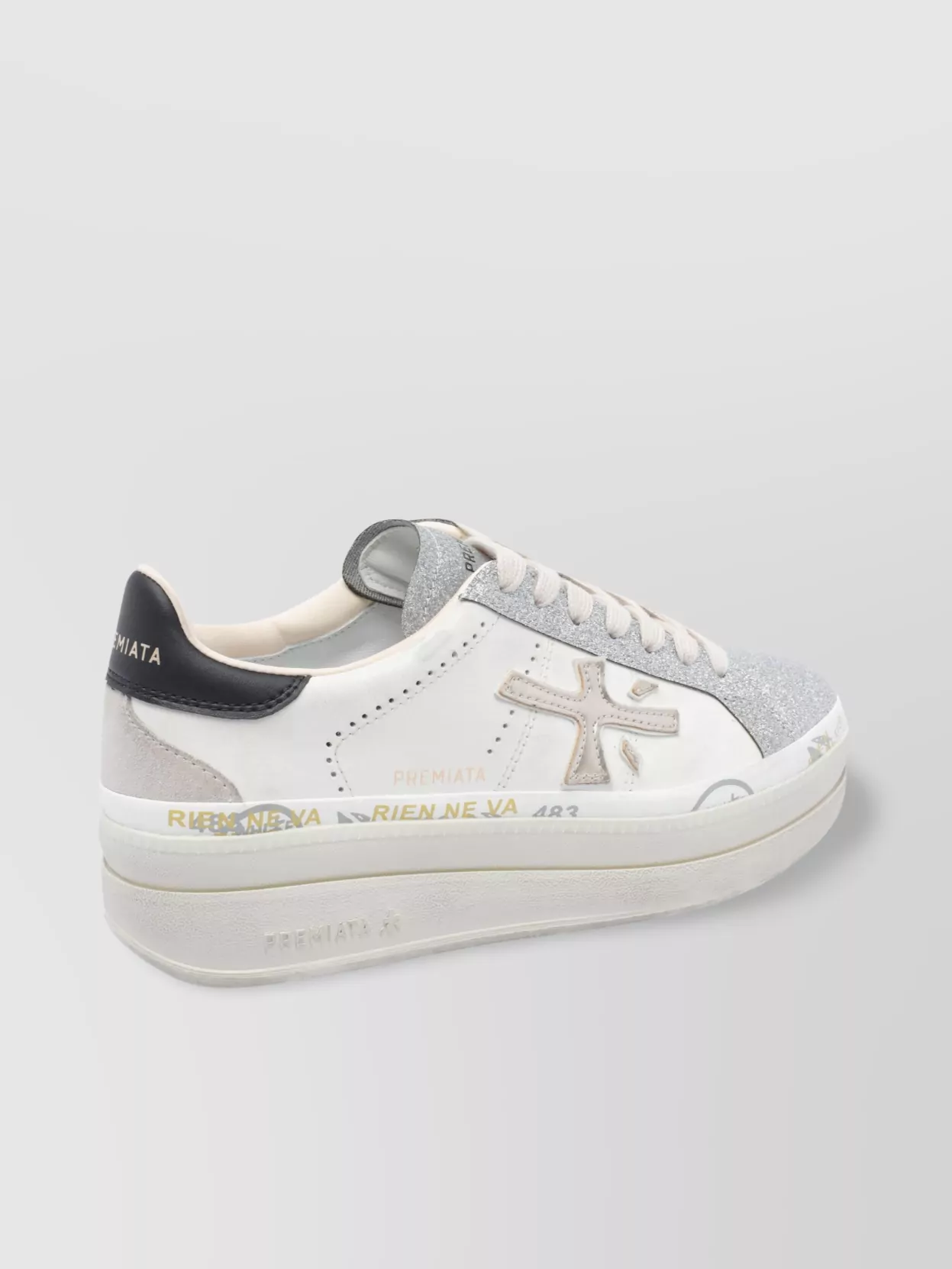 Premiata Claudia Low Top Sneakers With Glitter Detail