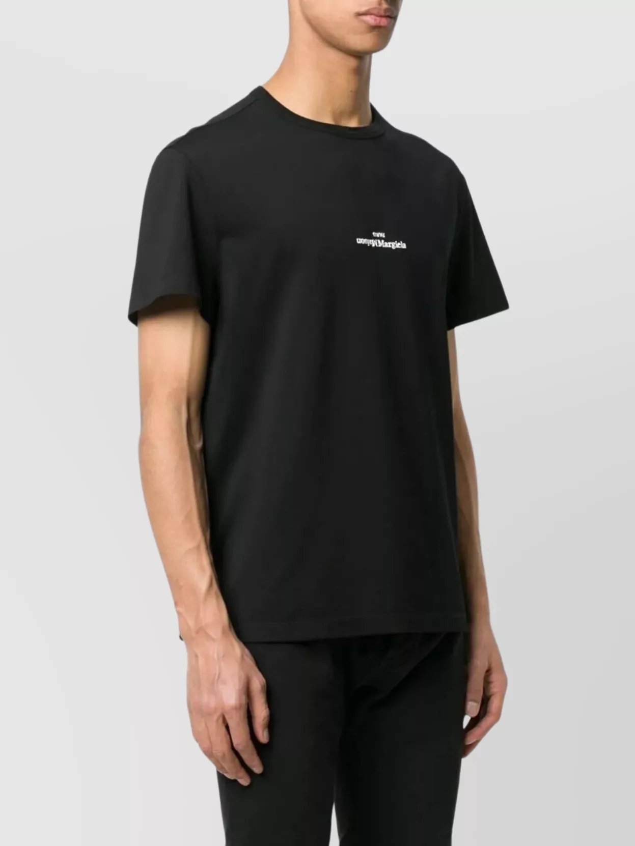 Maison Margiela Jersey T-Shirt With Distorted Logo Design