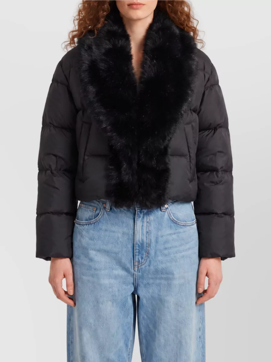 Gucci shearling trim padded short jacket
