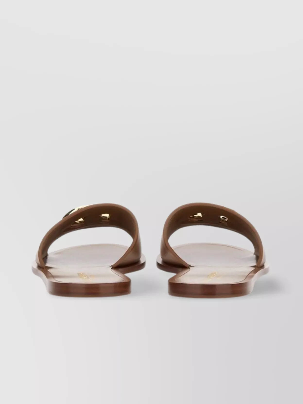 Dolce & Gabbana Slide Sandal With Leather And Gold-tone Hardware
