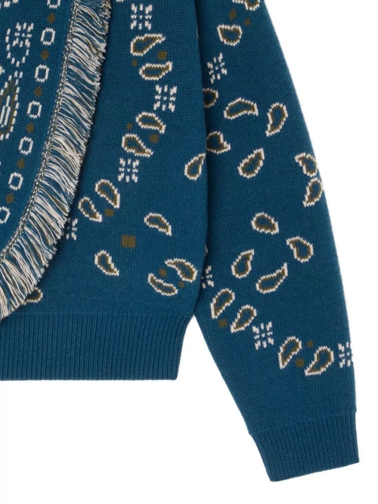 Alanui Bandana Wool And Cashmere Cardi-bomber In Blue