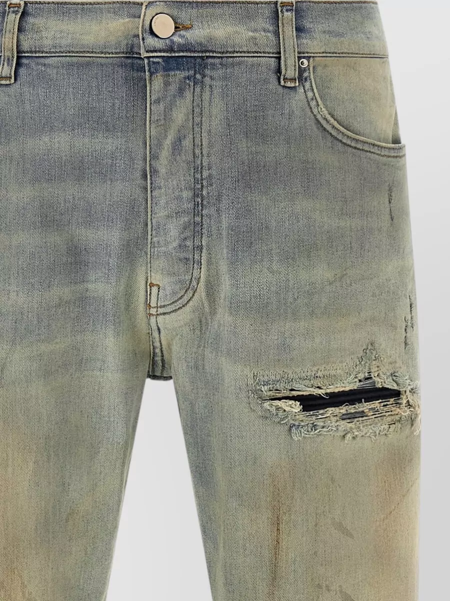 Amiri Suede Mx1 Jeans Distressed Style Trousers