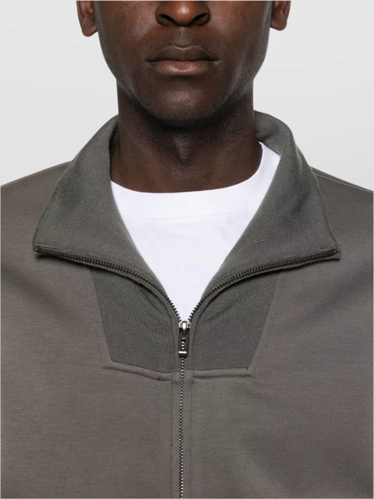 Emporio Armani High Collar Zipped Knit Sweatshirt With Pockets