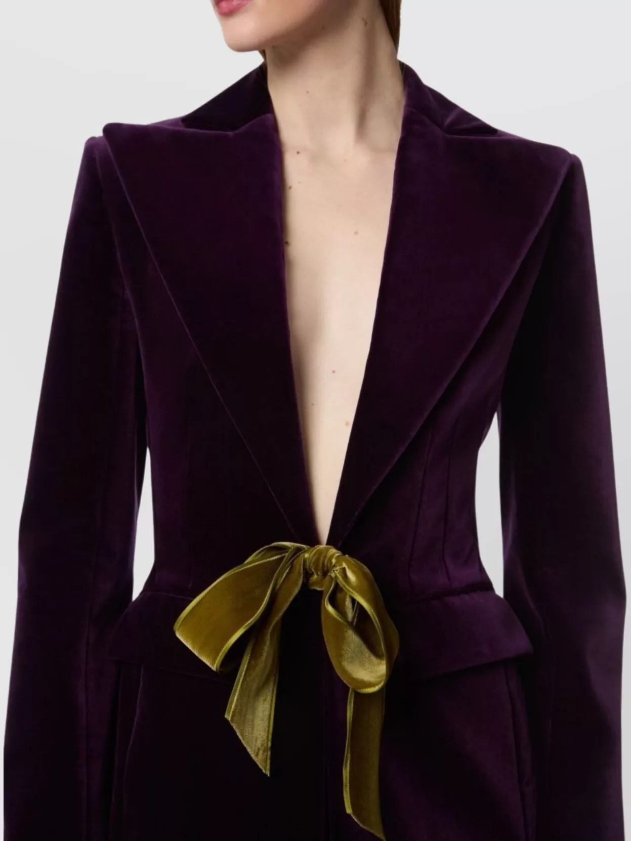 Nina Ricci Plum Velvet Tailored Blazer Bow