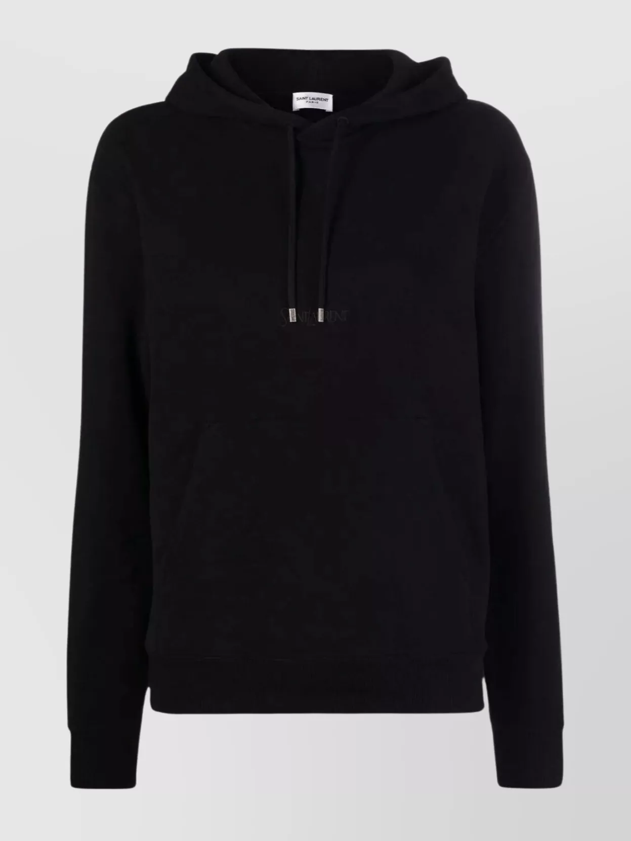 Shop Saint Laurent Hooded Sweater With Drawstring And Kangaroo Pocket In Black