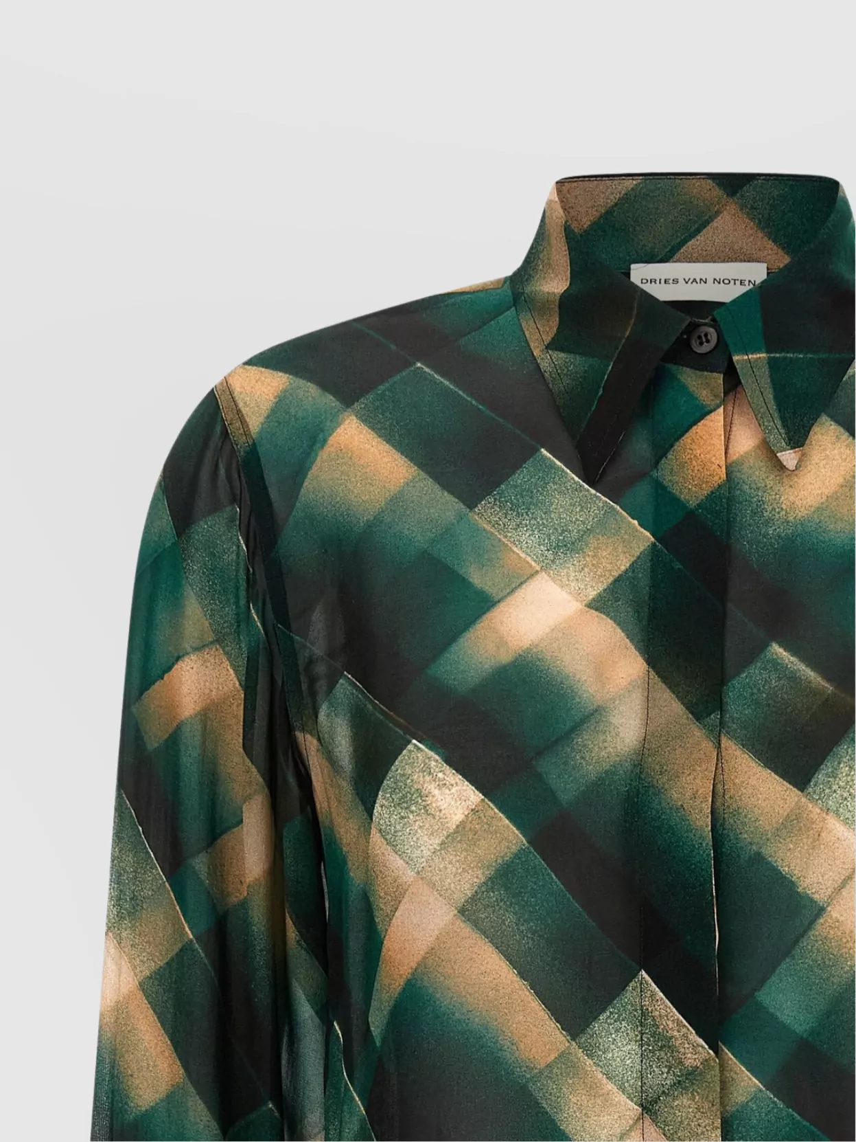 Dries Van Noten Sheer Fabric Pointed Collar Long Sleeves Shirt