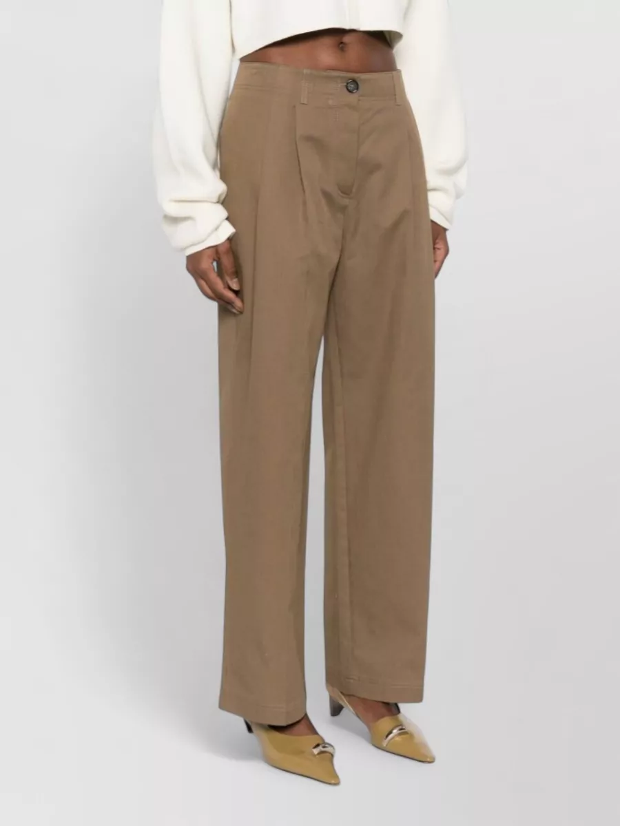 Totême Organic Cotton Trousers Pleated Front Wide Leg
