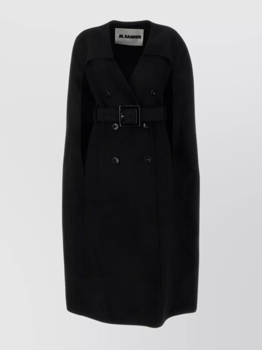 Shop Jil Sander Waist Belted Double-breasted Trench Coat In Black