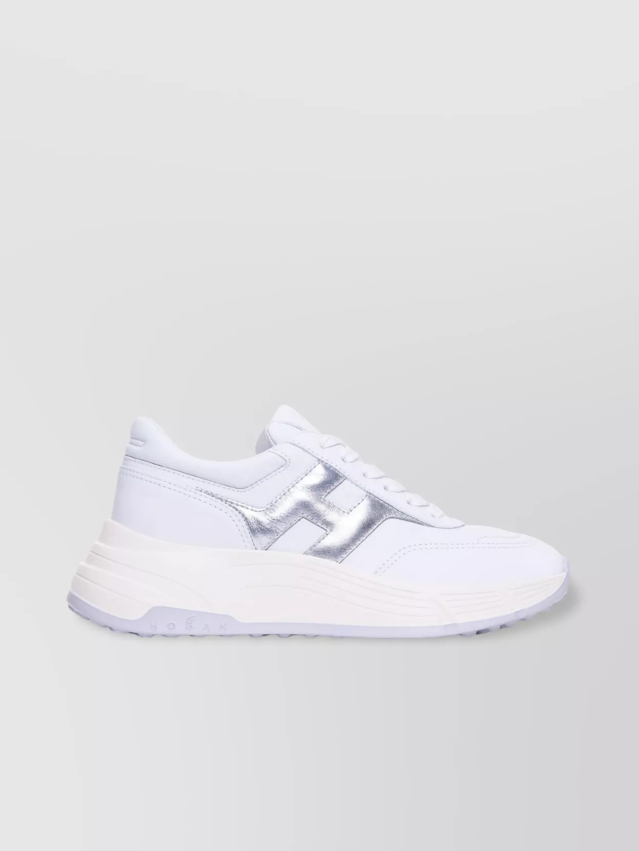 Hogan Low Top Leather Sneakers With Metallic Accent