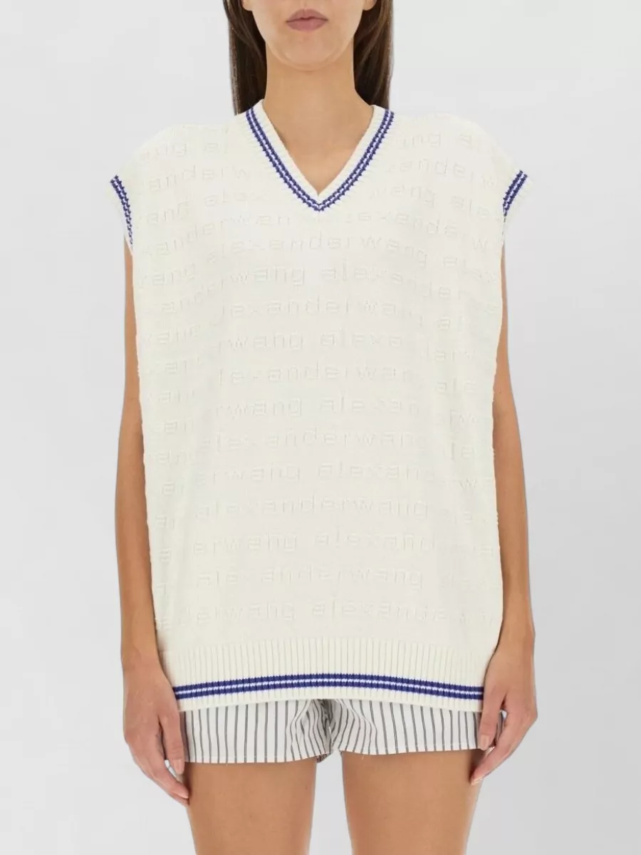 Alexander Wang Ribbed V-Neck Knitted Top