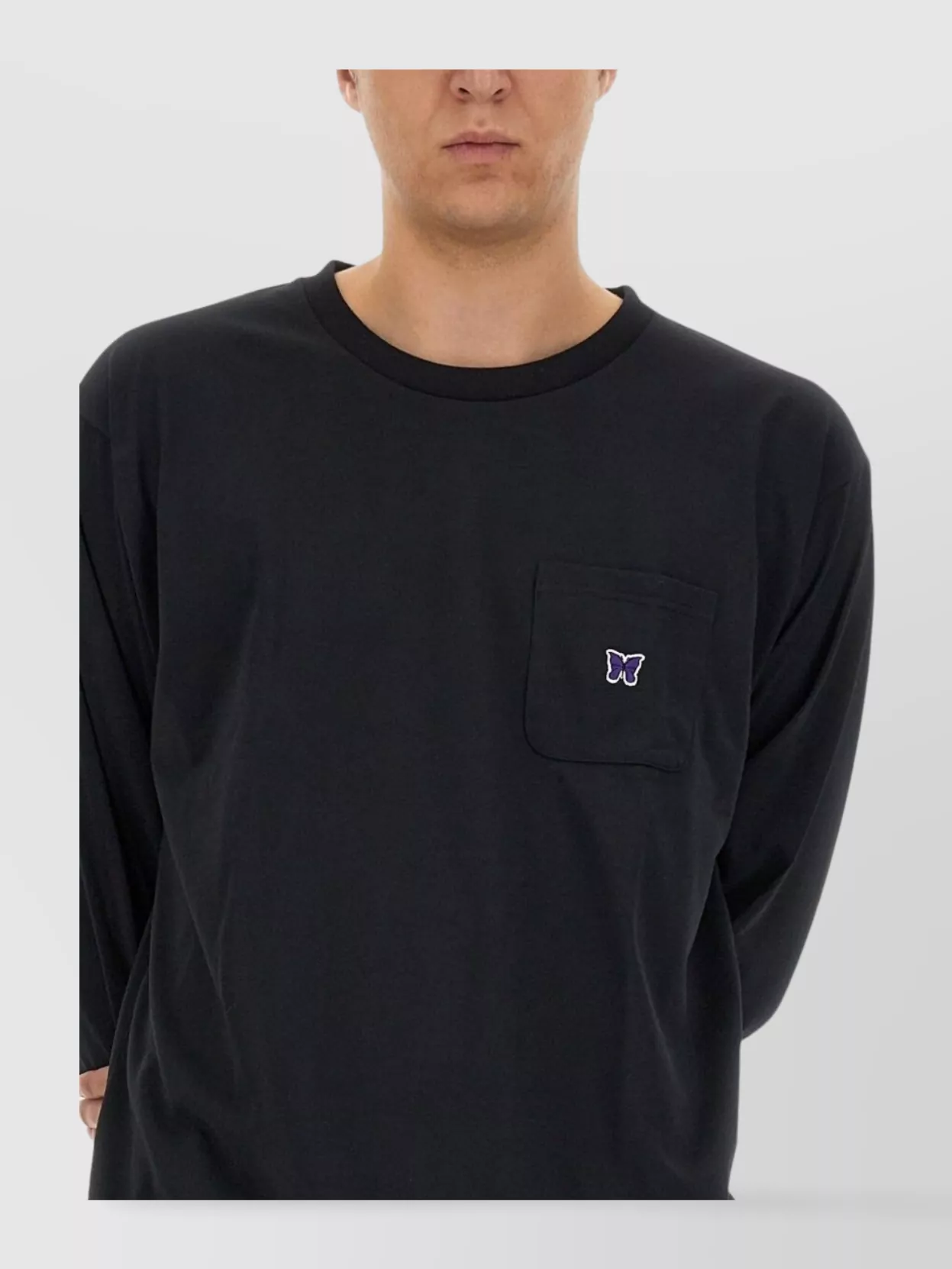Needles Logo Print Crew Neck T-Shirt With Pocket