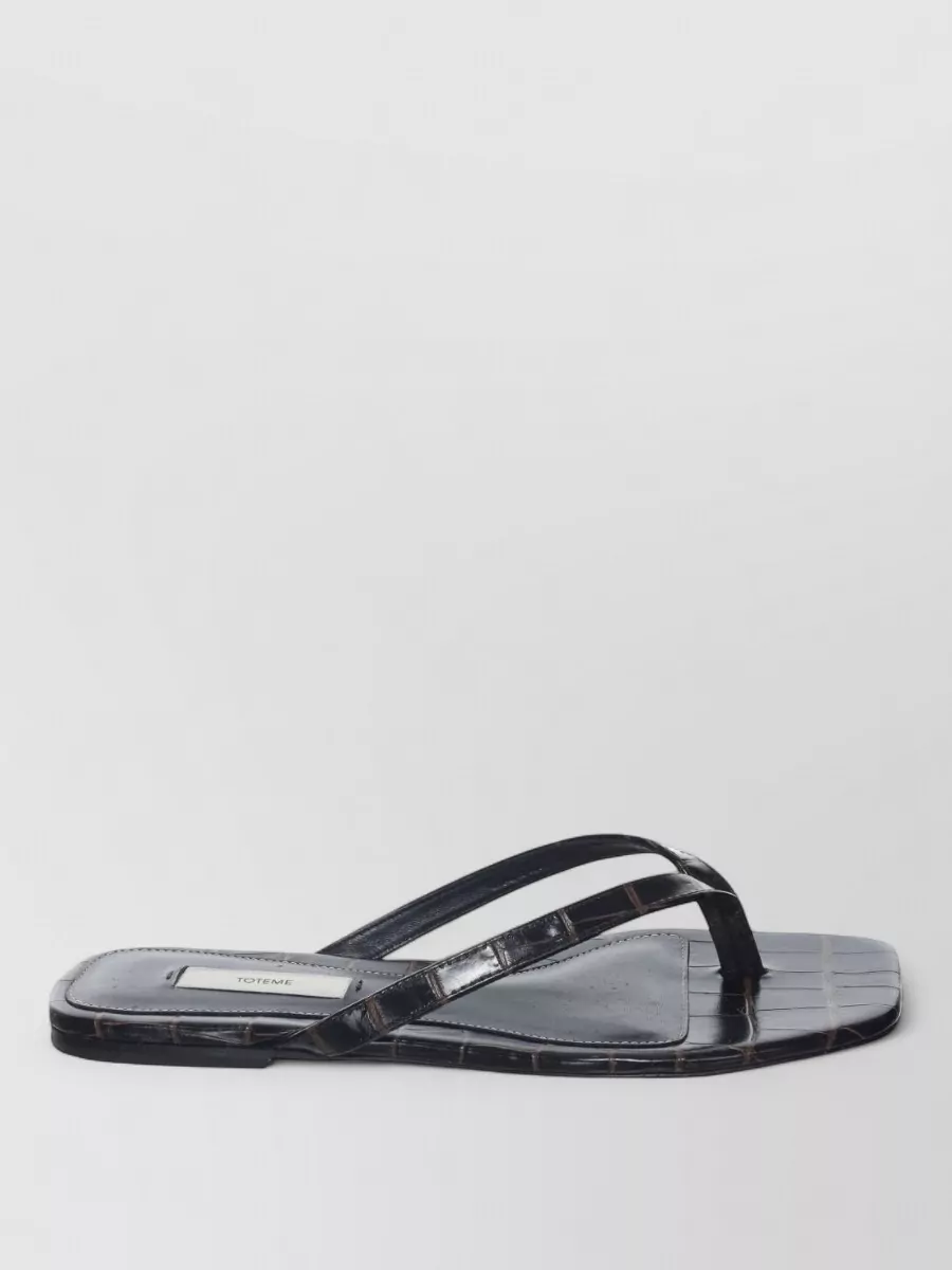 Totême Embossed Leather Flat Thong Sandals