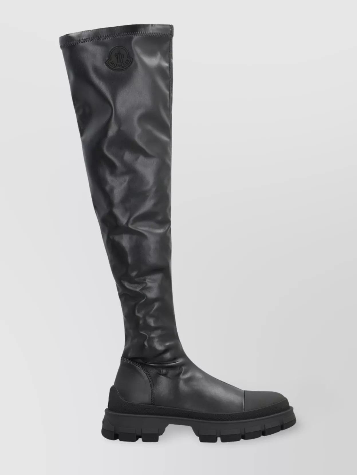 MONCLER CHUNKY SOLE FAUX LEATHER OVER-THE-KNEE BOOTS