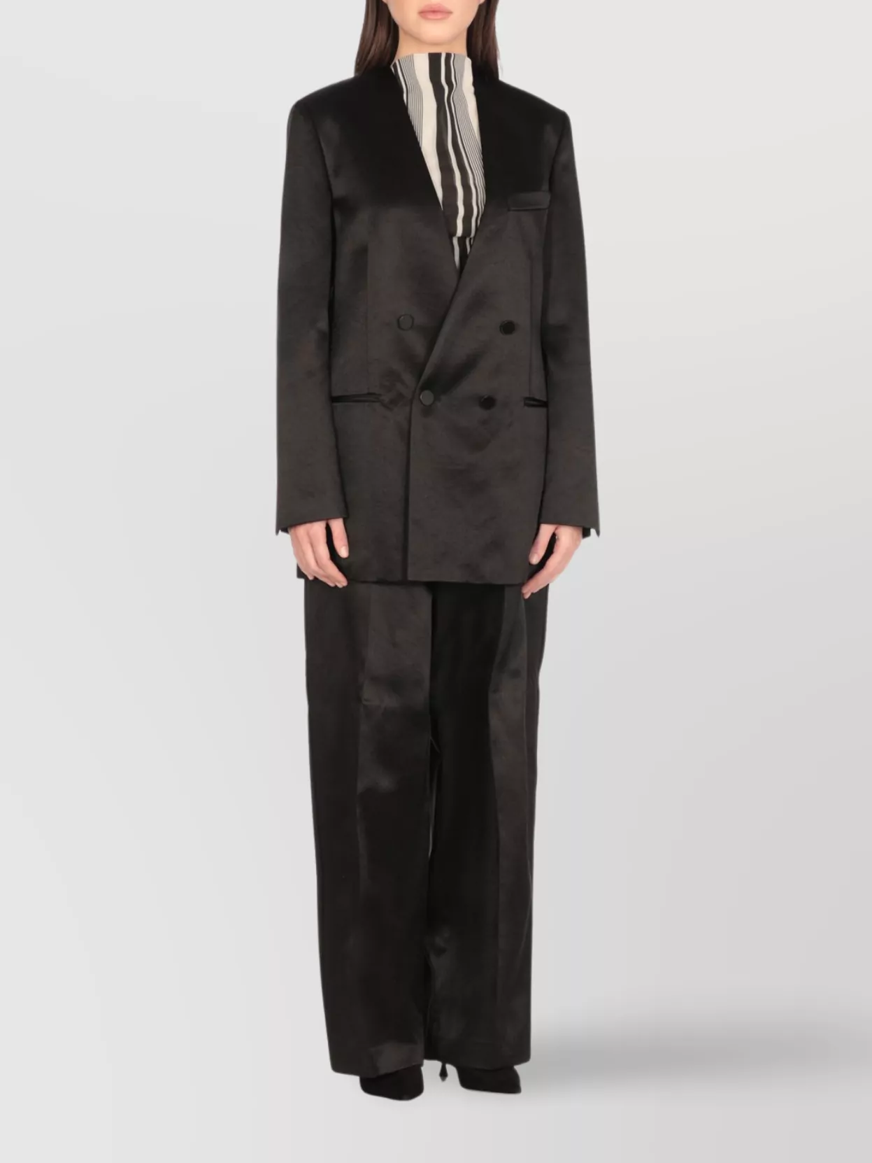 Philosophy Double-Breasted Satin Blazer Silhouette