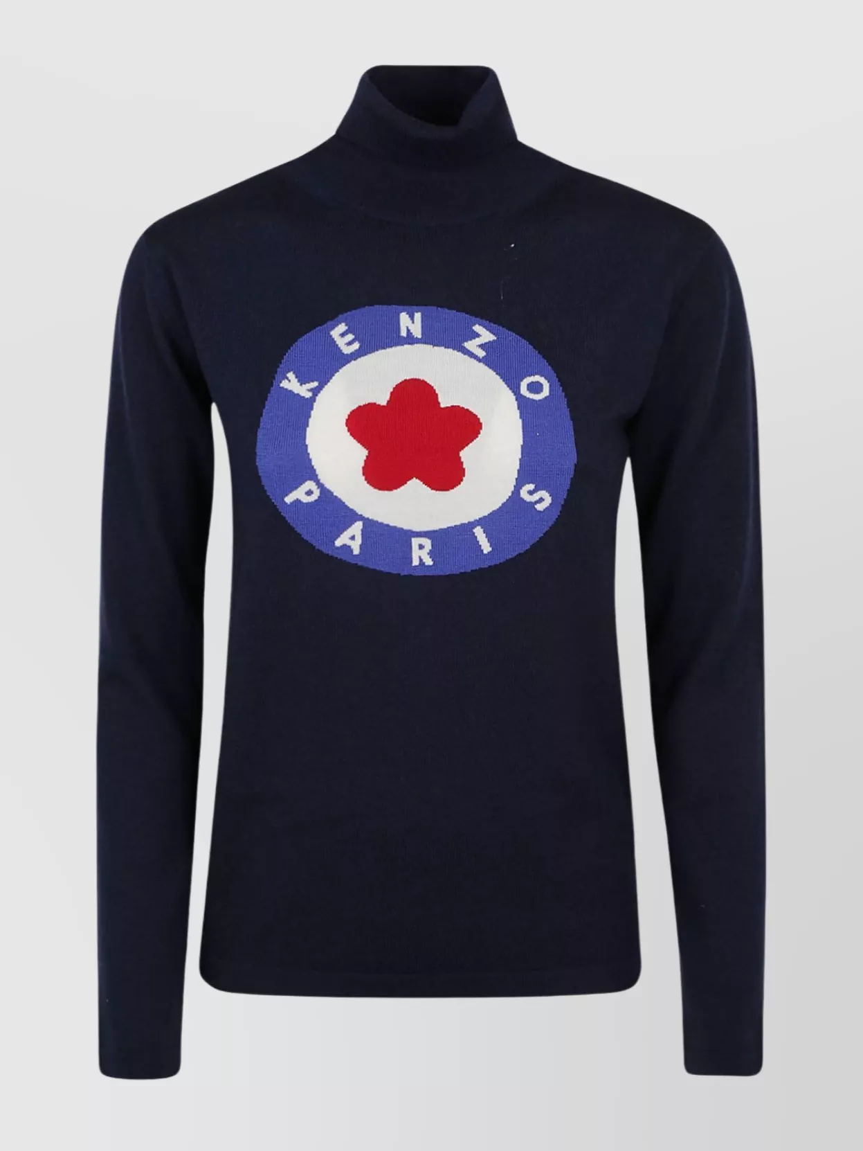 Shop Kenzo Textured Ribbed Turtleneck Sweater In Blue