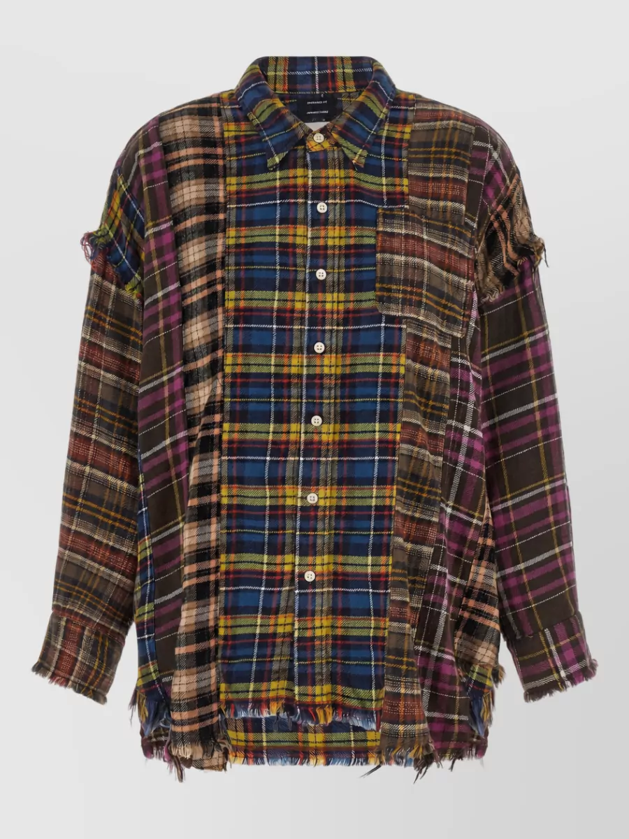 R13 patchwork checked oversized cotton shirt jacket