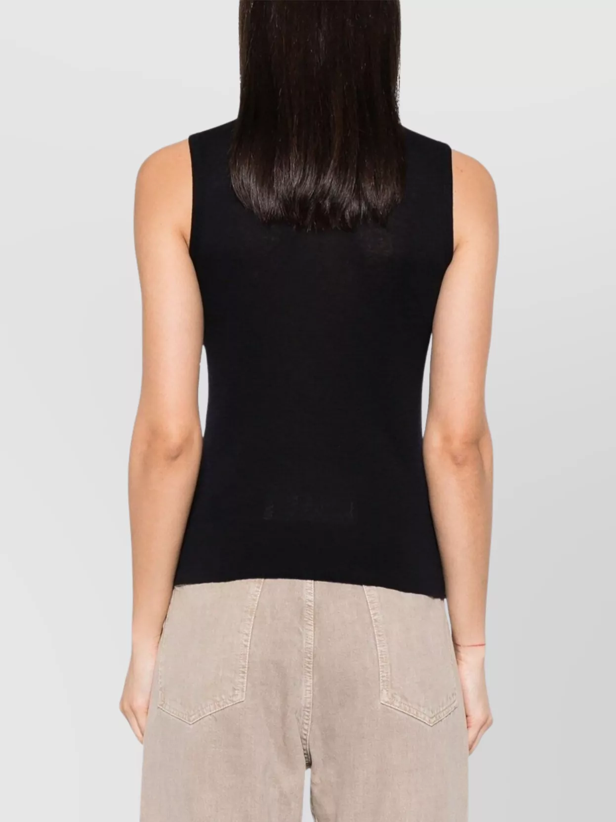 Lemaire Ribbed Polo Neck Tank Top In Black