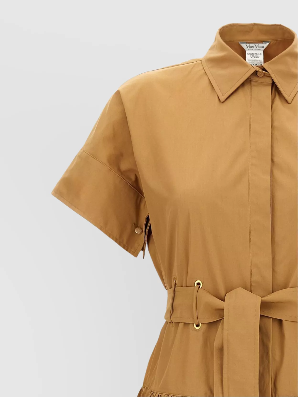 Max Mara Agoraio Belted Eyelet-embellished Cotton-poplin Midi Shirt Dress
