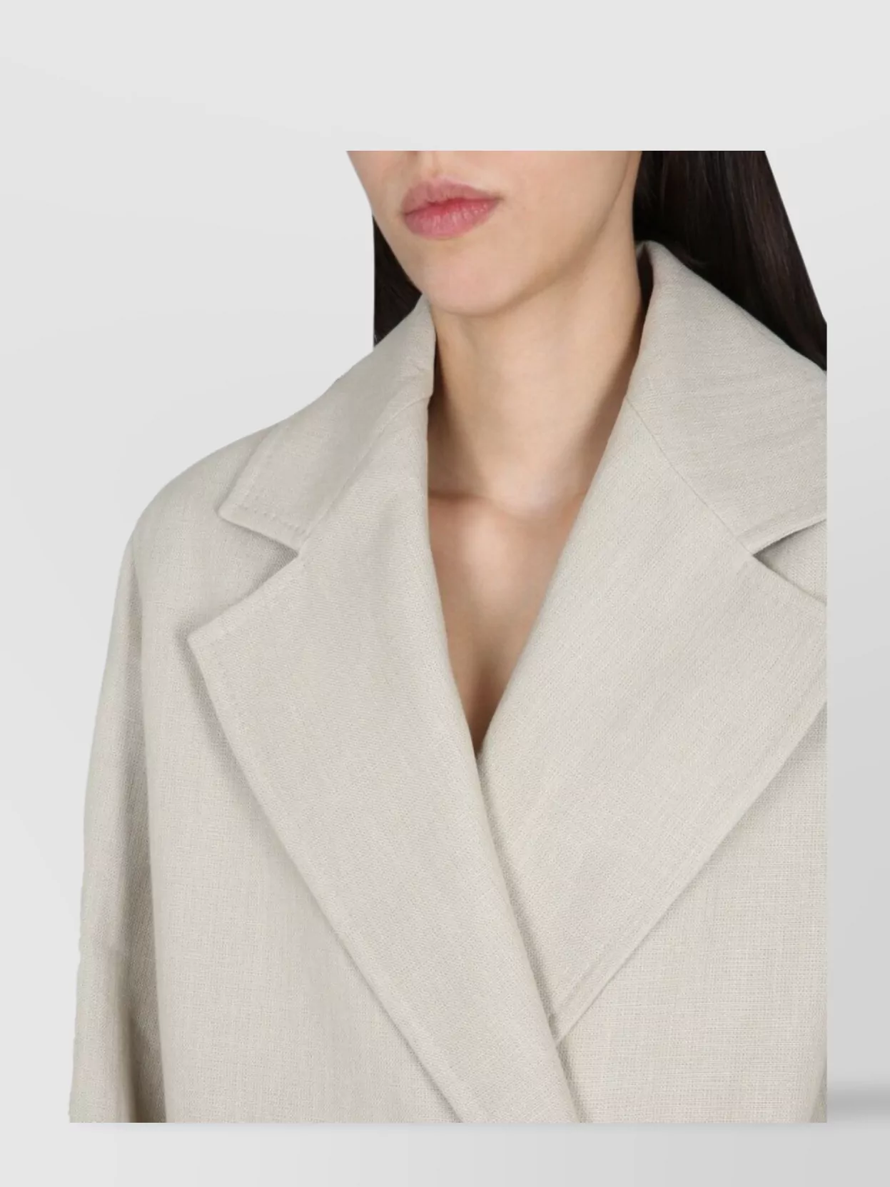 Max Mara Double Breasted Linen Jersey Coat In Neutral