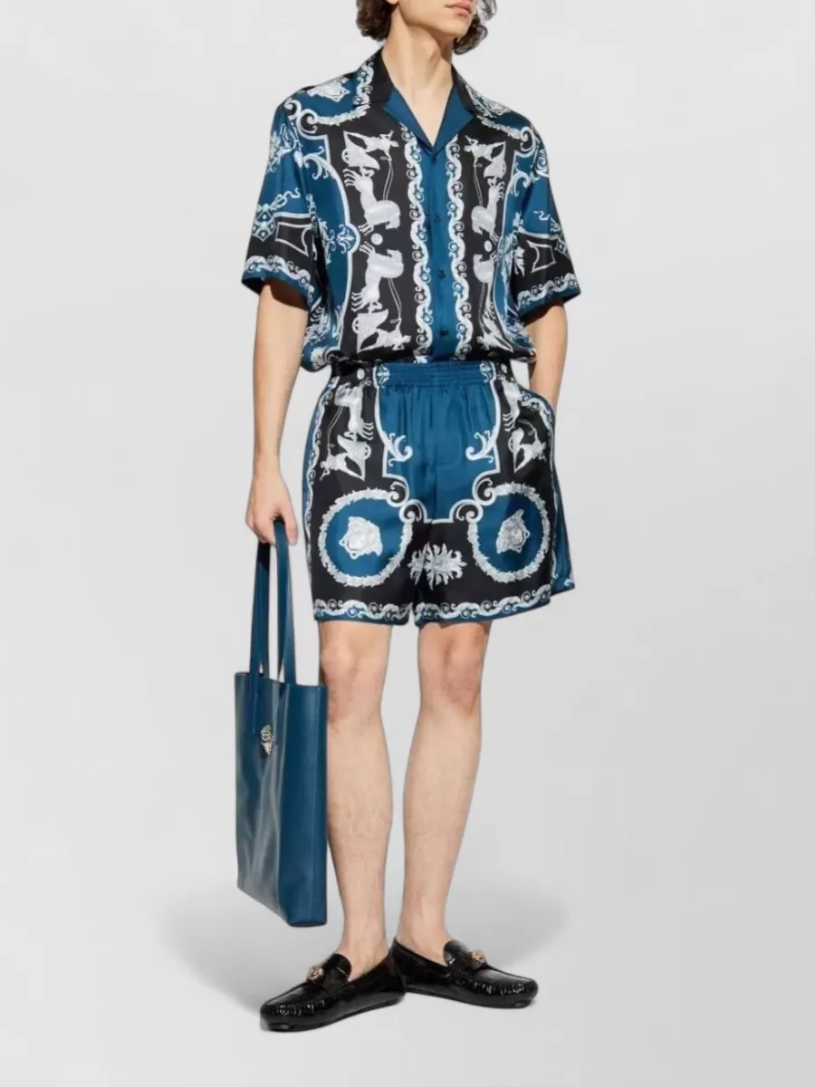 Versace Silk Short-Sleeve Printed Shirt