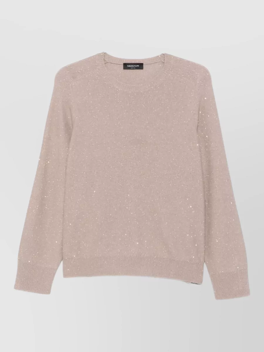 Fabiana Filippi Wool silk cashmere alpaca sequin-embellished crewneck sweater