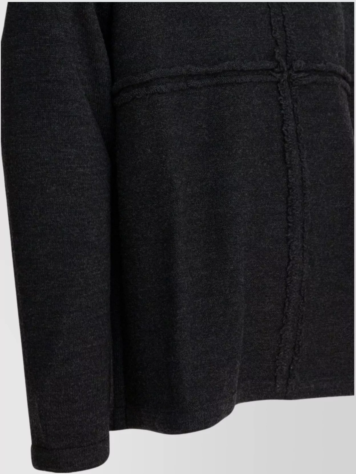 Comme Des Garçons Homme Deux Long Sleeve Textured Knitwear With Ribbed Neckline In Black
