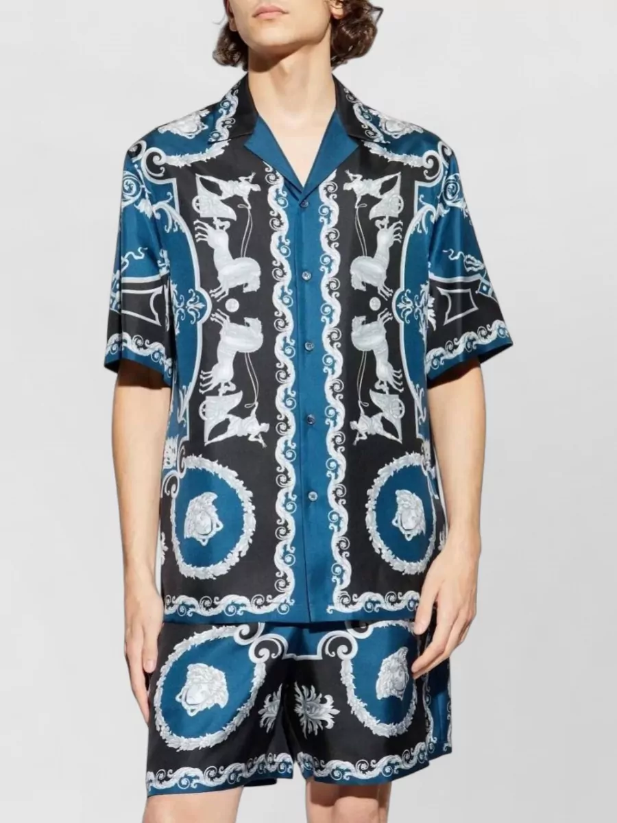 Versace Silk Short-Sleeve Printed Shirt