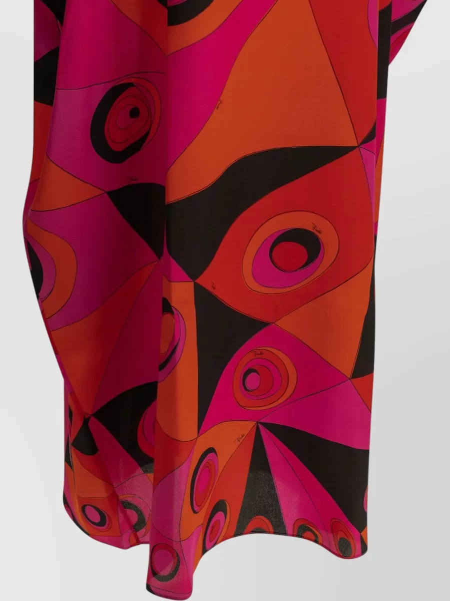 Pucci Silk Printed V-Neck Long-Sleeve Caftan Dress