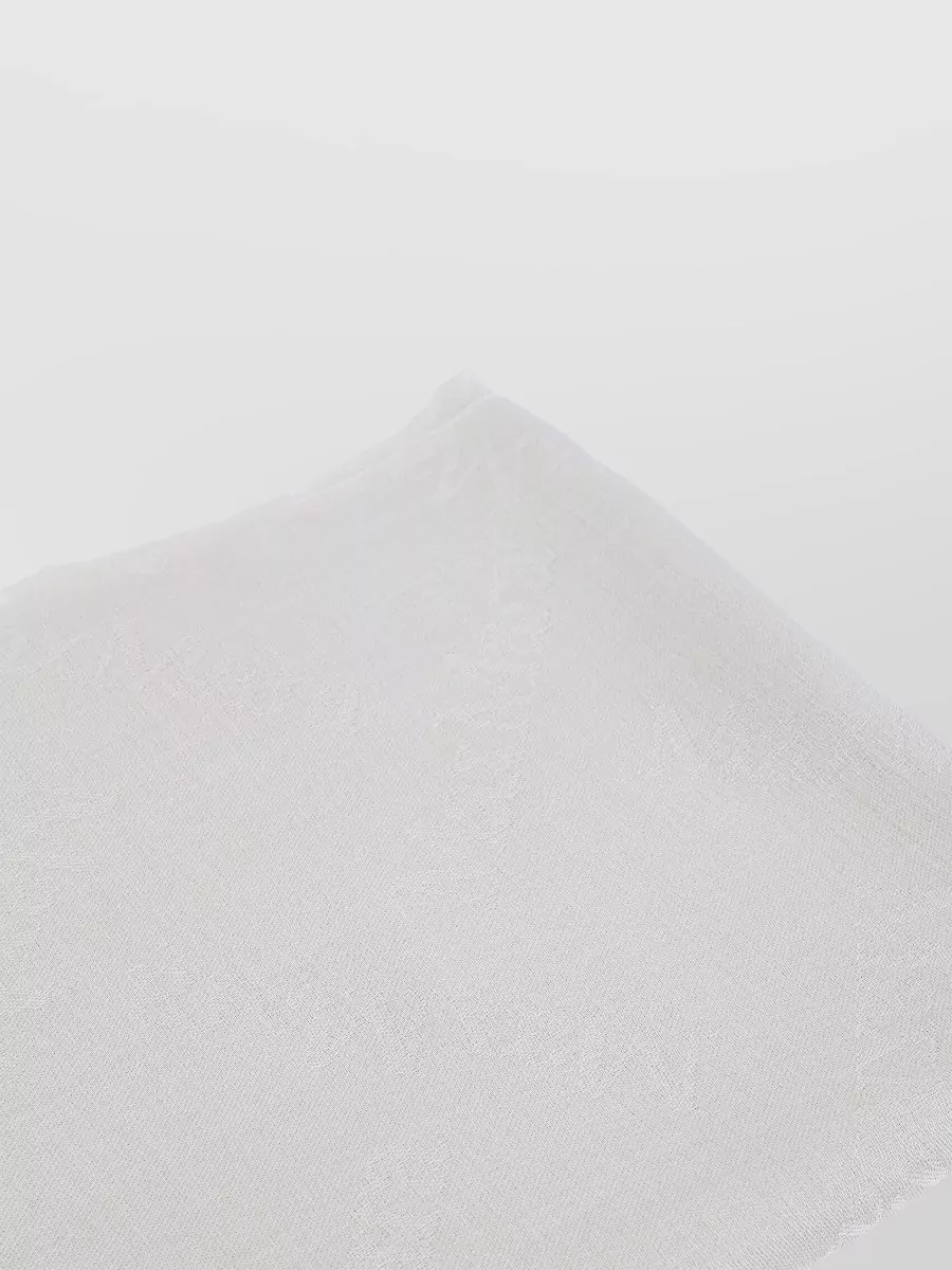 Max Mara Wool Silk Jacquard Logo Fringed Scarf