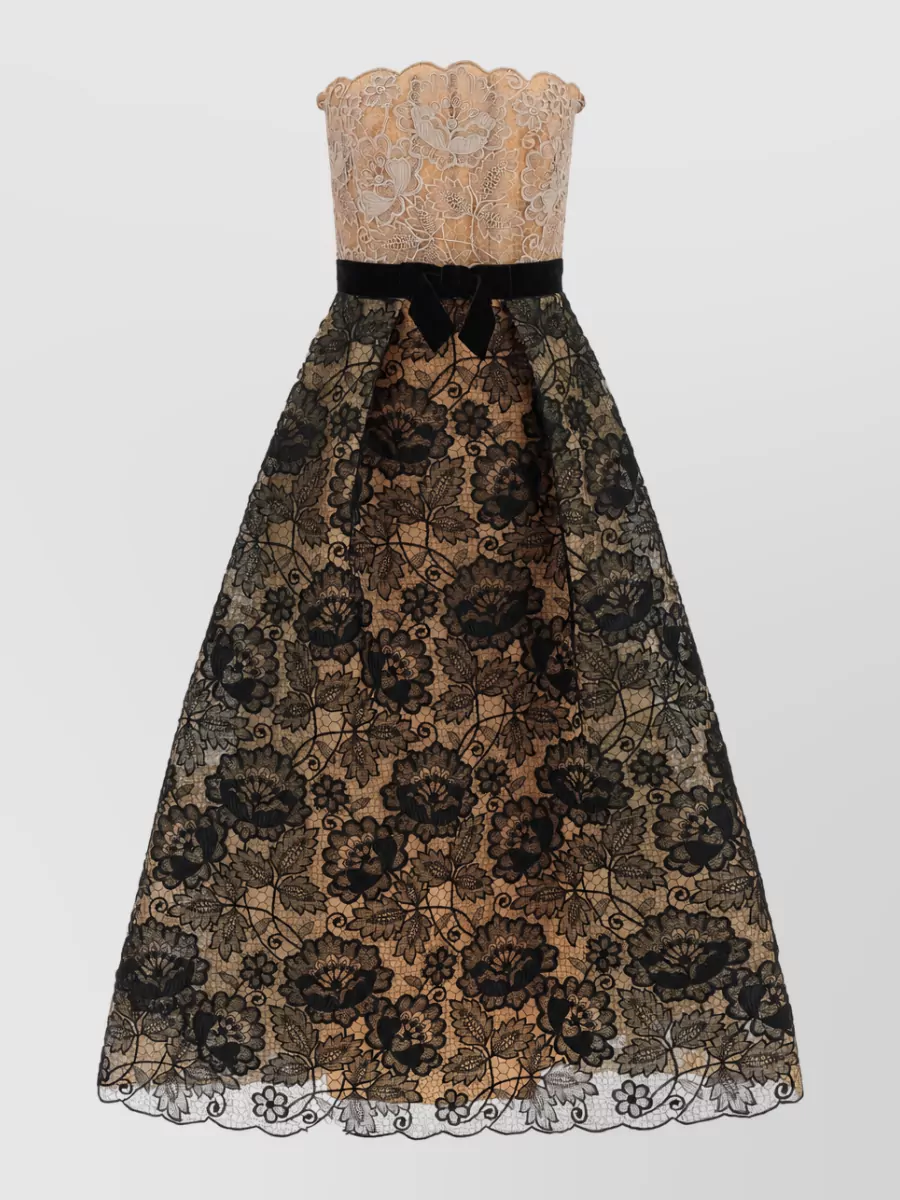 Elie Saab silk guipure lace strapless fit-and-flare midi dress
